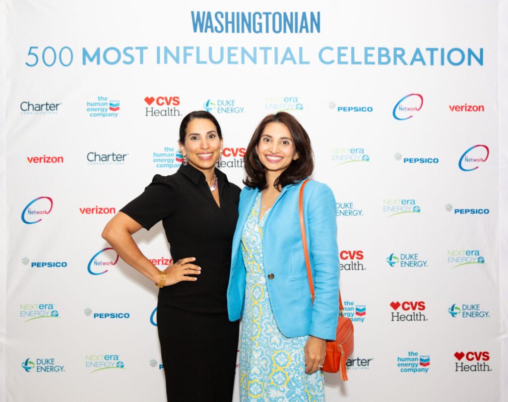 Dr. Nadia Sirdar with her sister at Washingtonian's 500 Most Influential celebration, May 2025